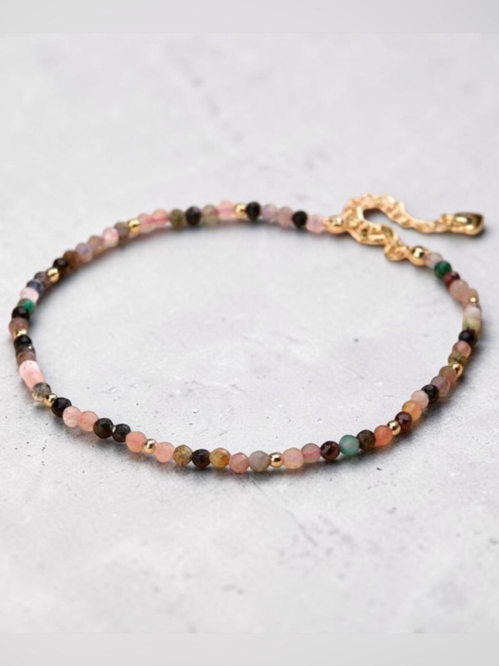 Prairie Skies Mixed Gemstone Beaded Bracelet with 18k Gold Plated Chain. New.